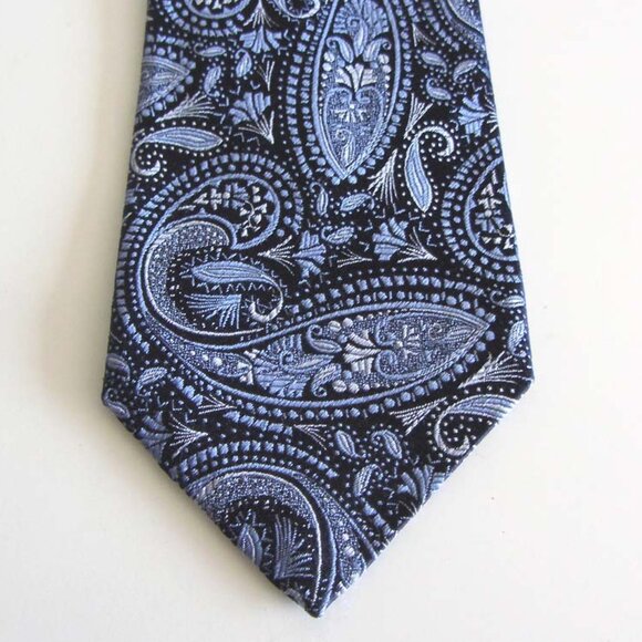 ISAIA Napoli 7 Fold navy paisley pattern tie 100% silk Italy - Picture 4 of 6